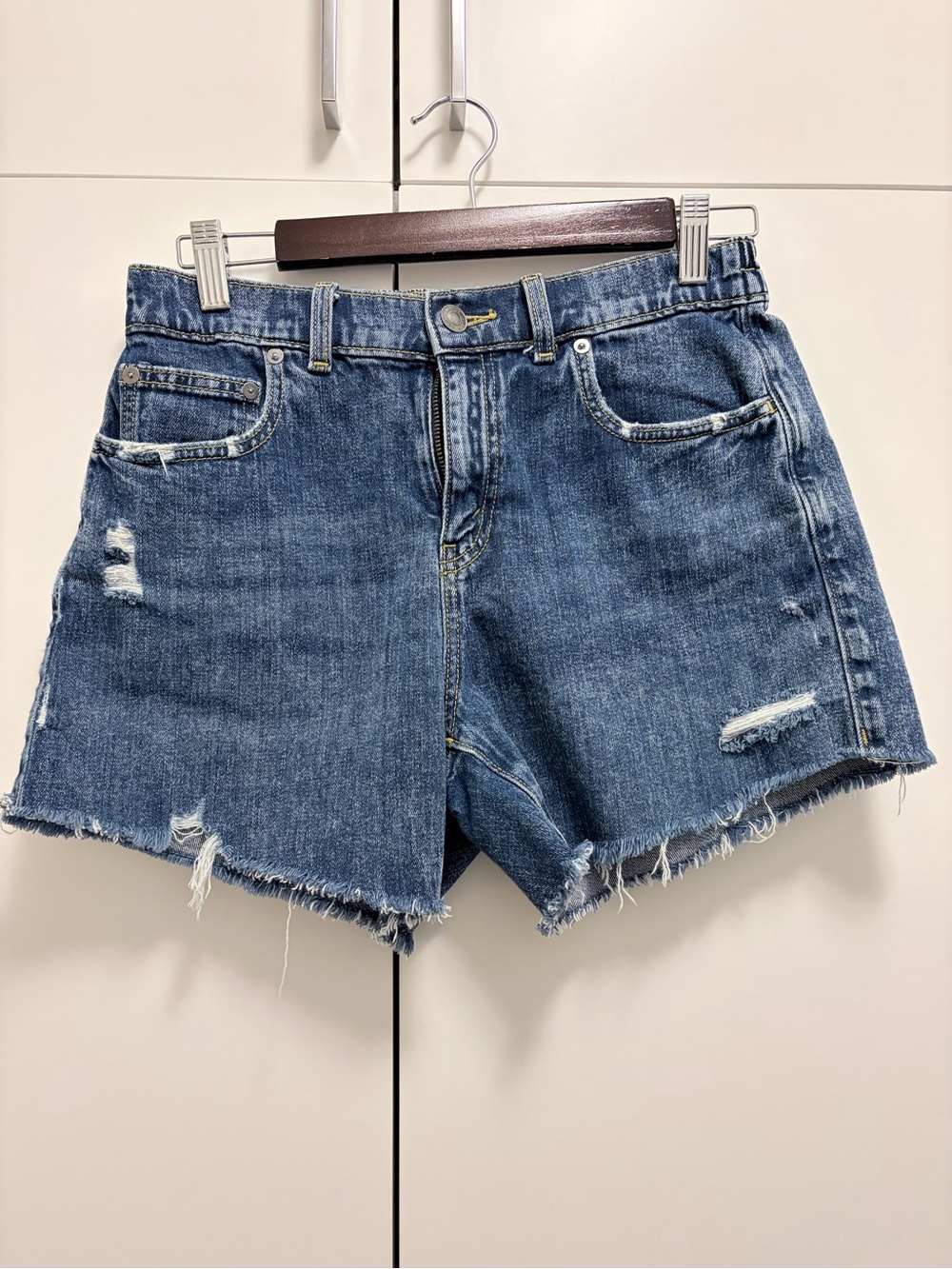 aerie Distressed Blue Denim Cutoff Shorts